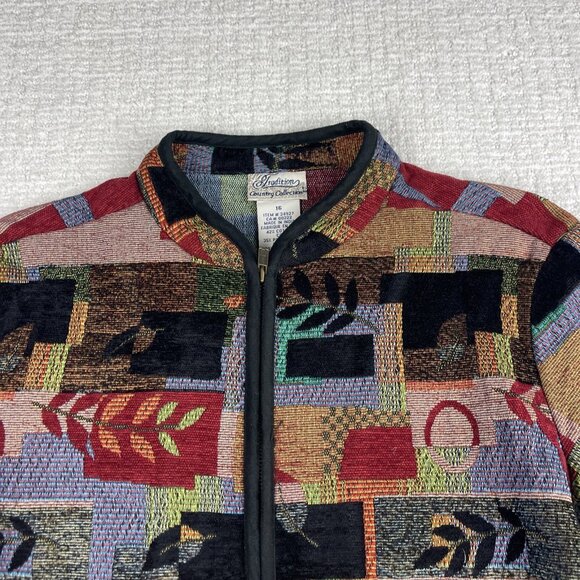 VTG Color Patchwork Tapestry Jacket Tradition Country Collection Size 16 - Picture 2 of 16
